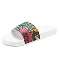 White slide sandals with colorful comic graffiti print for indoor and outdoor wear - 36 / Graffiti Style (QDTX-112 White)