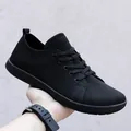 All-black breathable knit barefoot hiking sneakers for men with durable non-slip rubber soles - 36 / Barefoot Casual Shoes (666L) / Black