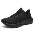 Atmungsaktive, schwarze Laufschuhe mit breitem Leisten und Carbonplatten-Dämpfung - 38 / Schwarz