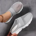 Breathable grey mesh semi-slippers for women with stylish elastic band and thick white sole - 35 / Gray