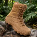 Durable desert tactical military boot with high-top design for outdoor trekking and combat - 39 / Brown