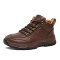 Classic British style brown leather casual boots for men with warm interior lining - 39 / Single Shoe Style / Brown