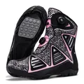 Botas de moto profesionales con patrón rosa y sistema de cordones giratorios - 37 / Blanco Rosa