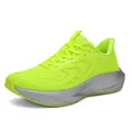 Neongrüner atmungsaktiver Laufschuh mit silberner Carbon-Dämpfungssohle und dickem Profil - 38 / Fluoreszierendes Grün