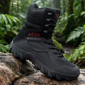 Durable black tactical military boots for men with non-slip sole and high-top support. - 39 / Black