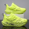 Fluorescent yellow lightweight breathable men's racing running shoes with retro trend design - 39 / Fluorescent Green