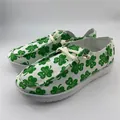 St. Patrick's Day shamrock pattern canvas slip-on shoes for women, stylish holiday design - 38 / Dark Green