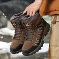 Mens outdoor winter hiking boots with warm faux fur lining and durable non-slip soles - 39 / Unlined Style (2511) / Brown