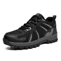 Durable and breathable black and grey mesh hiking shoes for men with anti-slip rubber sole - 39 / Black