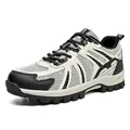 Breathable lightweight hiking safety shoe with anti-smash toe in white and black - 39 / Beige