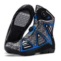 Botas de moto profesionales con diseño azul y blanco y cierre de hebilla giratoria. - 37 / Blanco Azul