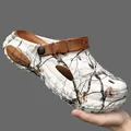 Oversized camouflage EVA beach clogs with realistic tree branch pattern for outdoor wading - 37-38 / Camouflage Coffee