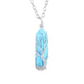 Handgemaakte levensboom draadomwikkelde turquoise zeshoekige kristallen halsketting - Kleine Blauwe Turkoois