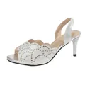 Side profile of a silver slingback high heel sandal with sparkling rhinestone details - 36 / Silver