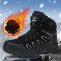 Durable black outdoor hiking boots with warm plush lining for winter walking and climbing - 39 / Fleece Thermal Style / Black