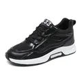 Black breathable mesh hidden heel lift sneakers for men with 6cm height increase - 37 / Black