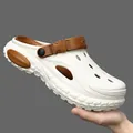 Zuecos de EVA ligeros blancos y marrones para playa de verano, sandalias grandes - 37-38 / Café