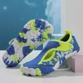 Chaussures d'eau antidérapantes bleu et vert citron motif camouflage pour la plage - Bleu saphir