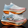 Professional marathon running shoes with carbon plate in white and orange. - 35 / Swan