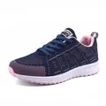 Scarpe da corsa flyknit blu navy leggere e traspiranti con eleganti accenti rosa - 38 / Blu