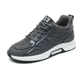 Men's breathable dark grey fly-knit sneakers with 6cm hidden height increase - 37 / Gray