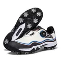 Professional waterproof golf shoes for men with rotating knob laces and spikes design - 37 / Black Blue
