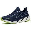 Scarpe da corsa outdoor da uomo blu traspiranti con ammortizzazione e dettagli verde lime. - 39 / Blu marino Uomo
