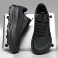 All-black men's outdoor casual sneakers with a wide-toe design and non-slip sole - 39 / All Black