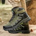 Durable olive green and black high-top hiking boots for outdoor trekking and mountaineering - 39 / Single-Lined Mesh Style / Army Green