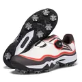 Professional golf shoes with rotary lacing system and removable spikes for traction - 37 / Red Brown