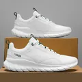 Baskets de sport légères en mesh respirant blanc avec touches vertes et logo FASHION - 36 / Blanc