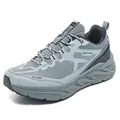 Men's durable thick-sole outdoor running shoes in stylish grey and light blue tones - Silver Gray