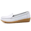 Classic white leather nurse shoes with comfortable soft gum sole for all-day wear - 35 / White