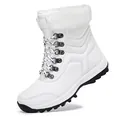 Warme witte sneeuwlaarzen voor dames met voering van imitatiebont en rubberen zool - 35 / Wit