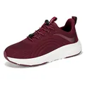 Comfortable burgundy wide toe box walking sneakers with non-slip sole for seniors - 36 / Burgundy
