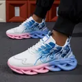 Lightweight mesh sneakers with unique twist-sole and blue-pink gradient for sports - 36 / Pale Blue