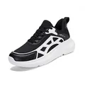 Breathable black and white mesh running shoes for outdoor sports and casual wear - 35 / Black and White