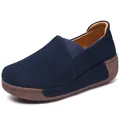 Marineblaue Damen Wildleder Plateau-Schaukel-Schuhe mit bequemer dicker Sohle - 35 / Blau