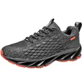 Breathable flyknit men's sports running shoe in grey with unique scale pattern upper - 38 / Gray