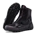Men's professional black high-top motorcycle riding boots with anti-slip racing sole. - 39 / Black