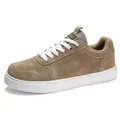 Scarpe sneaker in pelle kaki minimaliste per coppie con suole spesse bianche a zeppa - 36 / Marrone