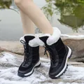 Stivali da neve impermeabili da donna con fodera in pile bianco per l'inverno - 38 / Nero (1399)