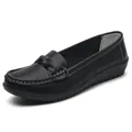 Comfortable black pebbled leather flat loafers for women with braided vamp detail - 35 / Black