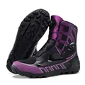 Professional purple and black men's off-road motorcycle racing boots with dial laces - 39 / Black Purple