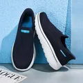 Comfortable navy blue breathable mesh slip-on walking sneakers for men and women - Dark Blue