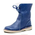 Classic blue women's winter snow boots featuring warm plush lining and lace-up detail - 35 / Blue