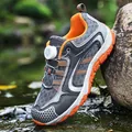 Women's grey and orange hiking shoes with rotary dial buckle for outdoor trekking - 36 / Orange
