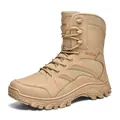 Durable khaki high-top hiking boots with a non-slip sole for outdoor trekking and hiken - 39 / Sand