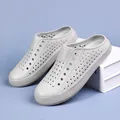 Breathable light grey garden clogs with perforated design for beach and outdoor use - 36 / Gray