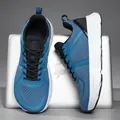 Neue 2025 atmungsaktive blaue Mesh-Herren-Freizeitschuhe mit weißer Dämpfungssohle - 39 / Seeblau